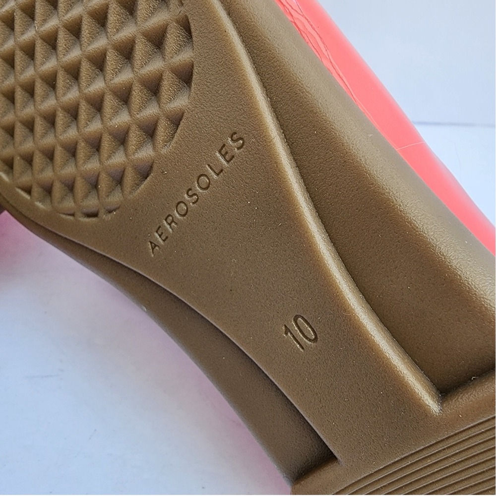Aerosoles Bell Coral Pink Patent Gold Chain Link Loafers Flats Womens 10W New - Picture 10 of 11
